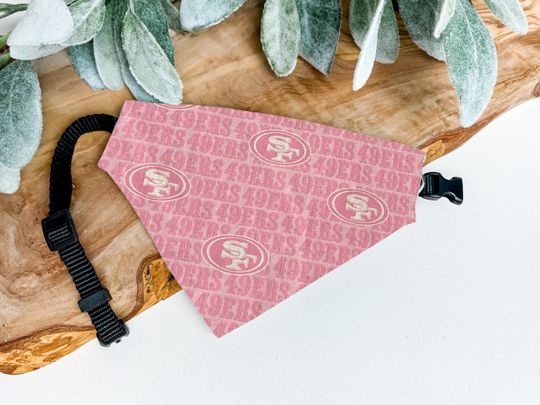 Pink 49ers Dog Bandana, Pink 49ers Over The Collar Pet Scarf