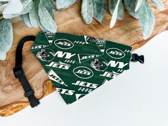 New York Jets Dog Bandana - Over the Collar football Pet Bandana for Jets Fans - Stylish Jets Accessory for Dogs - Jets Dog Clothes