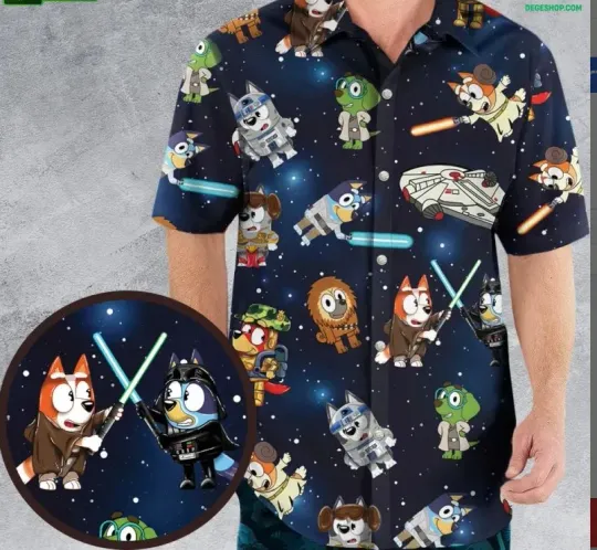 Discover BlueyDad Droid Star Wars Hawaiian Shirt Size S-5Xl