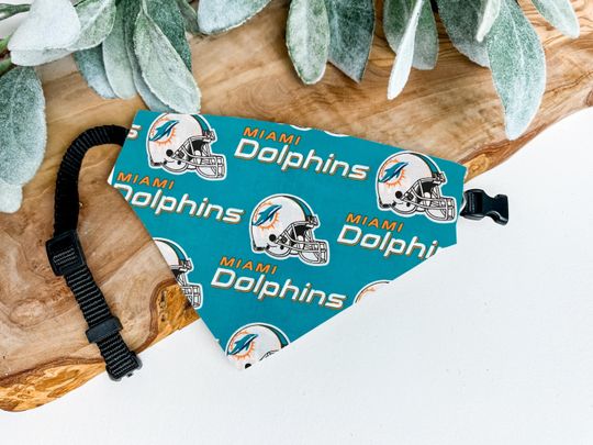 Miami Dolphins Dog Bandana - Over the Collar football Pet Bandana for Dolphins Fans - Stylish Dolphins Accessory for Dogs - Dolphins Dog Clothes