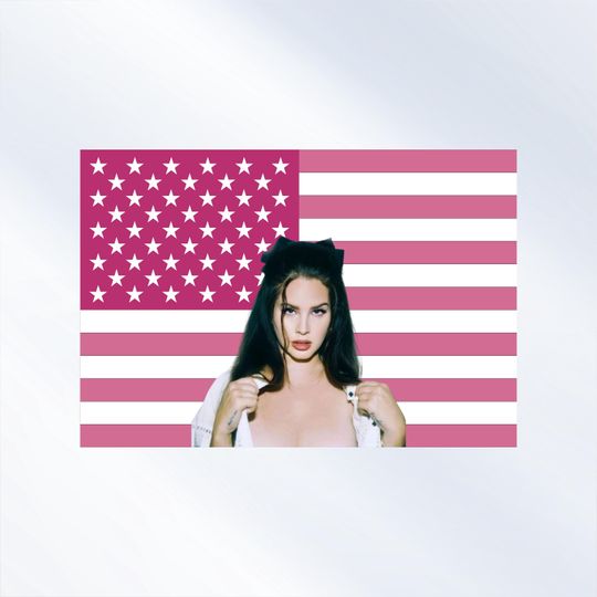 Discover Lana Del Rey Pink American Flag Print | Retro Pop Singer Wall Art | Aesthetic Music Poster | Vintage Room Decor Gift