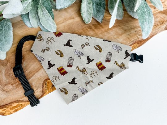 Harry Potter Dog Bandana | Hogwarts pet bandana | Hedwig, Gryffindor, Golden Snitch, Sorting Hat, Quidditch | Wizarding world Pet Bandana
