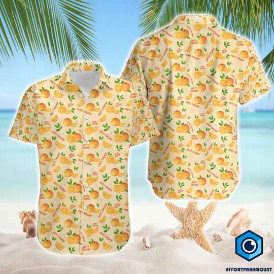 Orange Anti Trump Hawaiian Shirt, Anti Trump Button Up Shirt, Anti Maga Shirt