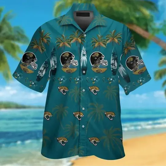 Jacksonville Football Short Sleeve Button Up Tropical Hawaiian Shirt