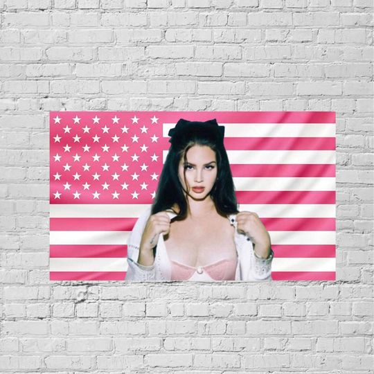 Pink American Flag Lana Del Rey Tapestry Wall Art for Bedrooms and Dorms