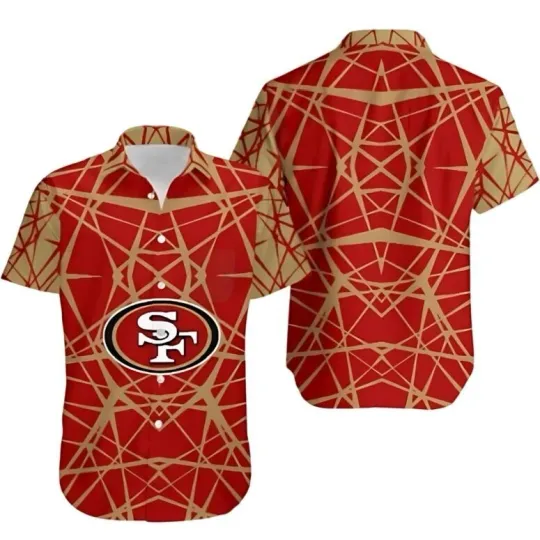 Discover San Francisco Football Geometric Grid Hawaiian Shirt