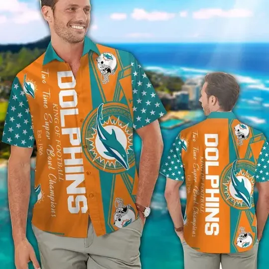 Miami Football Short Sleeve Button Up Tropical Hawaiian Shirt VER025