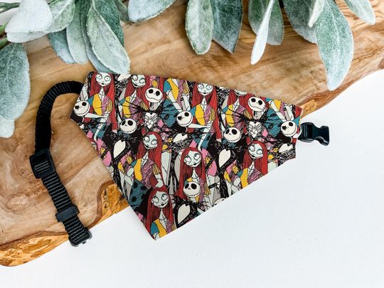 Discover Jack Skellington and Sally dog bandana, Nightmare Before Christmas Pet Bandana, Halloween Dog Scarf, Spooky Pet Costume, Disney Dog Outfit