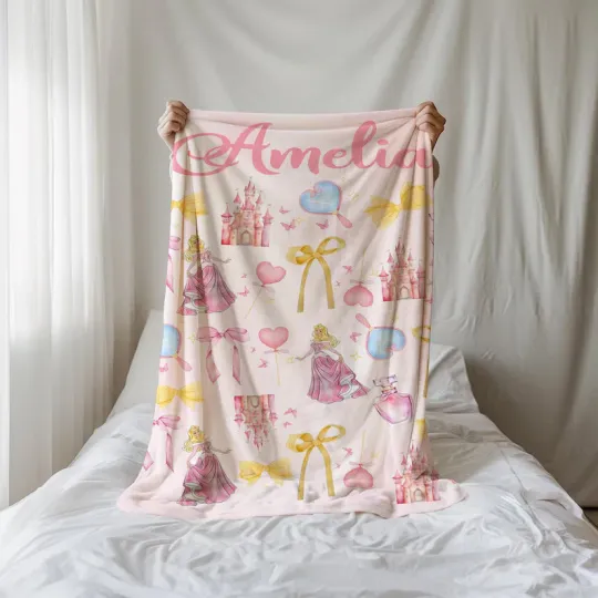 Discover Personalized Disney Princess Coquette Bow Fleece Blanket