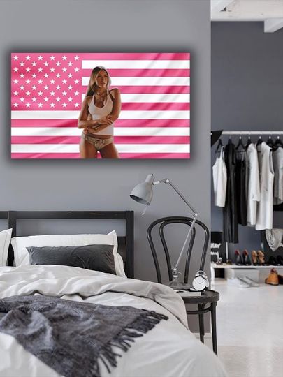 Discover Tate McRae American Flag Pink Tapestry Wall Art for Music Room and Bedroom Decor