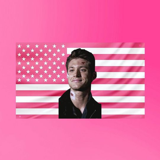 Discover Dean Winchester American Flag Wall Tapestry for Supernatural Fans | Jensen Ackles TV Show Room Decor