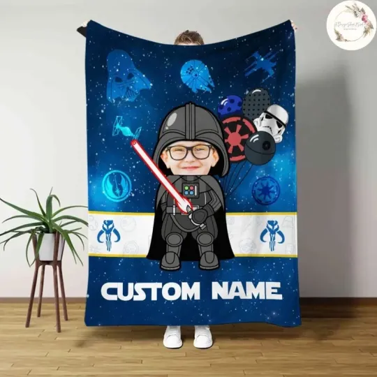 Discover Custom Face Photo & Name Disney Star Wars Blanket, Galaxy's Edge Fleece Blanket