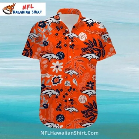 Discover Denver Football Bright Orange Floral Hawaiian Shirt Size S-5XL