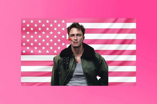 Discover Drew Starkey Flag Tapestry, Rafe Cameron Banner, OBX Wall Art, Dorm Decor, Pink USA Aesthetic Banner