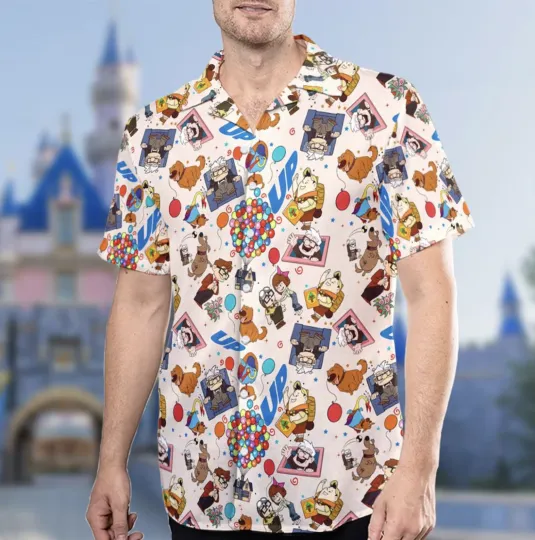 Disney Up Movie Hawaiian Shirt, Carl And Ellie Button Down Shirt