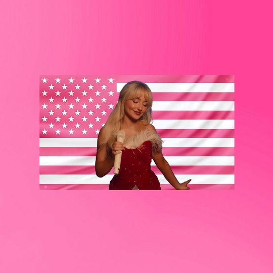 Discover Sabrina Christmas Flag | Pink USA Flag Wall Tapestry | Holiday Pop Star Decor | Dorm Room Gift for Fans | Cute Christmas Wall Art