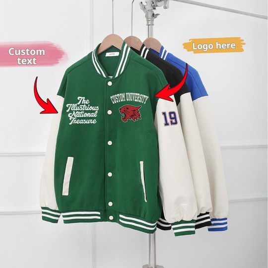 Discover Custom Printed Varsity Jacket, Embroidery College University, Personalized Sweatshirt, Graduation Gift, Mascot, High School