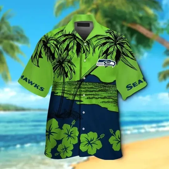 Discover Seattle Football Short Sleeve Button Up Tropical Hawaiian Shirt VER018