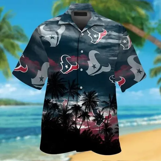 Discover Houston Football Short Sleeve Button Up Tropical Hawaiian Shirt VER031