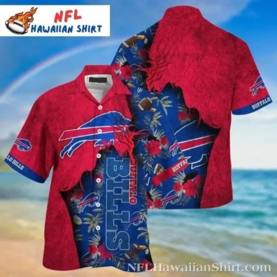 Discover football Team Buffalo Football Aloha Red Hibiscus Print Hawaiian Shirt