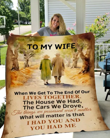 Discover To My Wife Retro Fleece Blanket, Xmas Birthday Gift For Wife From Husband