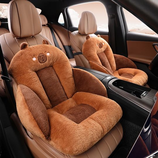 Discover Cute cartoon design car seat cushion soft plush with thickened padding for office home and car use Easy installation