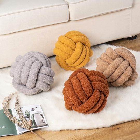 Discover Aesthetic Knot Globe Plush Cushion Nordic Ball Stuffed Pillow Sofa Decorative Throw Pillow Soft Sleeping Back Cushion Decor