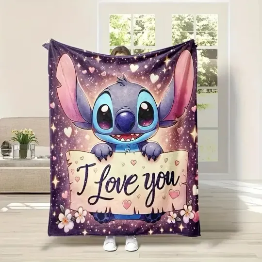 Discover Stitch 'I Love You' plush Soft & Cozy Mink Touch Fleece All-Season Blanket US