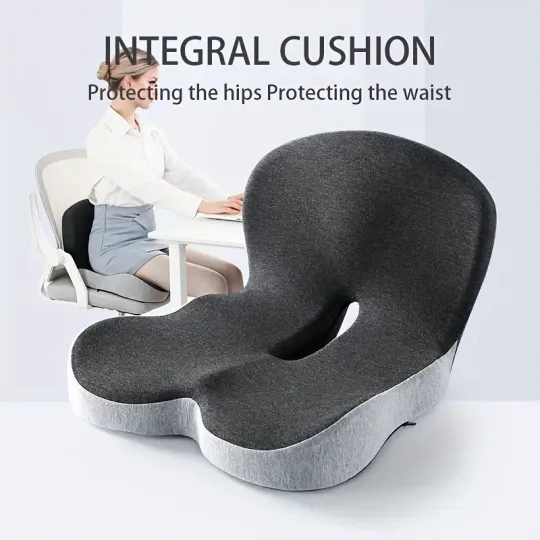 Discover Ergonomic Seat Cushion with Backrest,Soft, Supportive, and Washable Office Chair Pad for Hip and Waist Comfort, Ideal for Long S