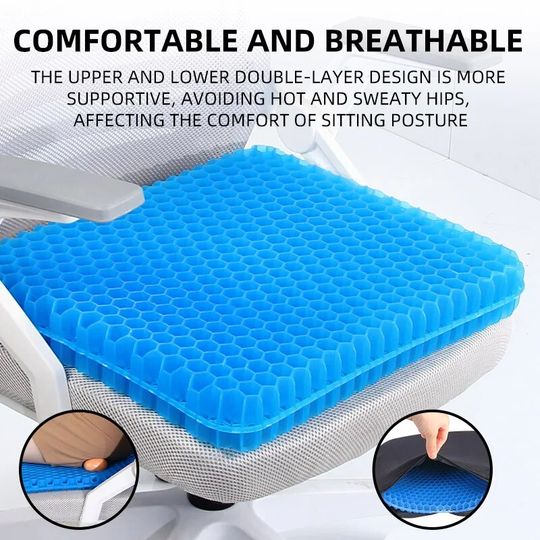 Discover Gel Seat Cushion Summer Breathable Honeycomb Design For Pressure Relief Back Tailbone Pain - Home Office Wheelchair Chair Cars
