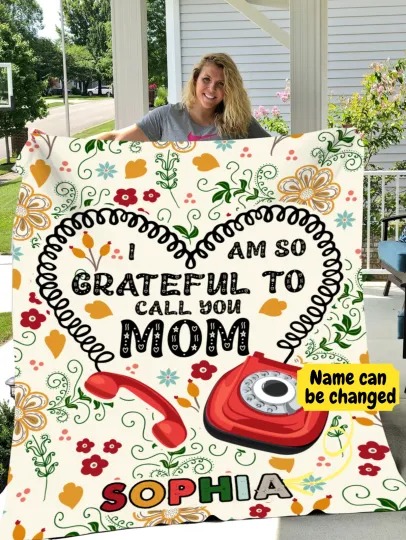 Discover Grateful to call you Mom Velveteen Plush Fleece Blanket Cozy Home Décor Gift