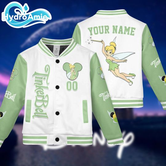 Custom Tinkerbell Varsity Jacket, Personalized Baseball Jacket