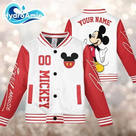 Discover Mickey Mouse Baseball Jacket  Disney Varsity Jacket for Adult Kid Youth, Family Matching Mickey Outfit, Cartoon Character Jacket