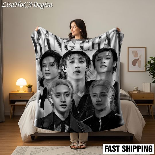 Discover Stray Bang Chan K-Pop Fleece Blanket, Cozy Bedroom Decor, Fan Gift, Unique Keepsake