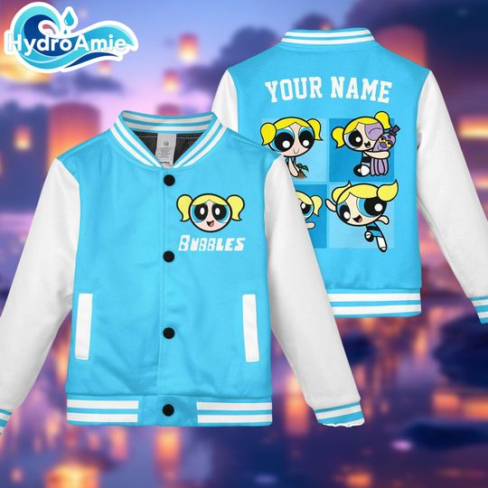 Personalized Bubbles Varsity Jacket, Cartoon The Powerpuff Girls Baseball Jacket, Baseball Team Outfit