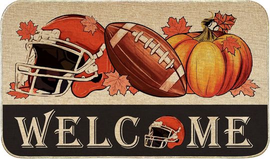 Discover Fall Football Welcome Door Mat Outdoor Doormat Rug