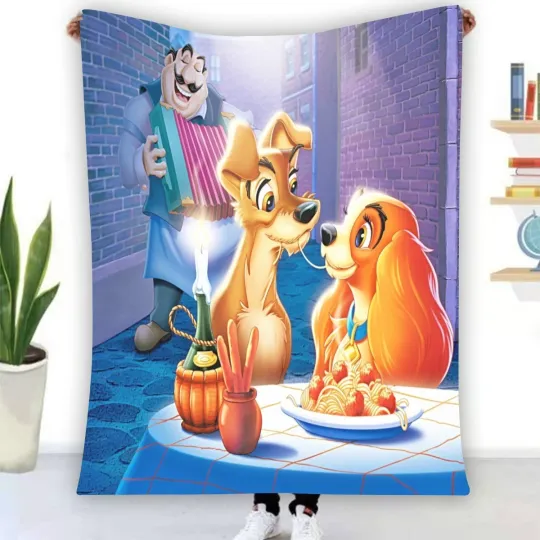 Lady And The Tramp Fleece Blanket, Gift for Kid