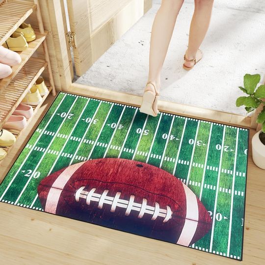 Discover Football Doormat, Water-Absorbing, Anti-Slip, Dirt-Proof for Front Door, Pet and Shoe Entry