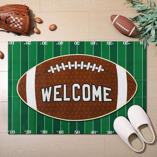 Discover Tinideya 2 Pcs Football Doormats Welcome Outdoor Indoor Non Slip Floor Rugs for Porch Entryway