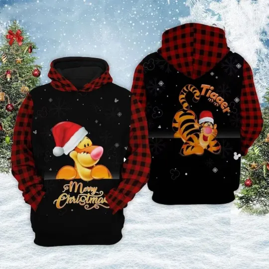 Discover Tigger Merry Christmas Best Xmas 3D HOODIE ALL SIZE S-5XL ALL OVER PRINT