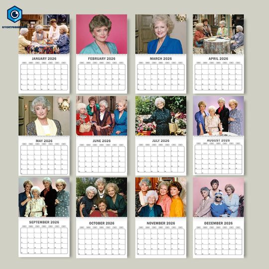Discover The Stay Golden Wall Calendar 2026, Stay Golden Lover New Year Planner, 80s TV Sitcom, Creative Planner for Stay Golden Fan