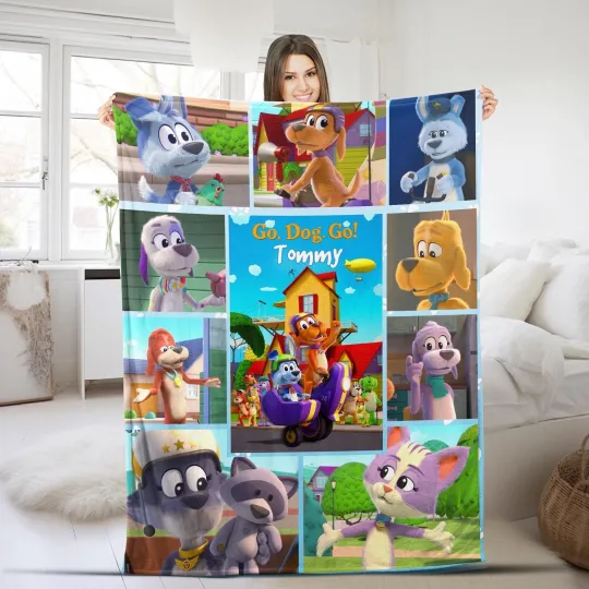 Discover Personalized Go Dog Go Fleece Blanket, Go Dog Go Blanket, Baby Blanket, Custom
