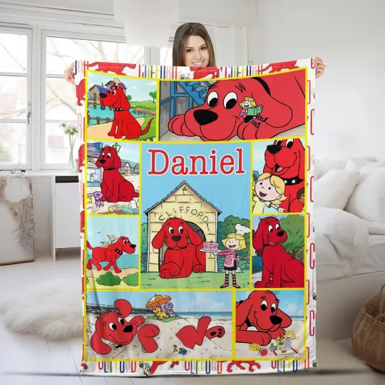Discover Personalized Clifford The Big Red Dog Blanket, Clifford Fleece Blanket Clifford