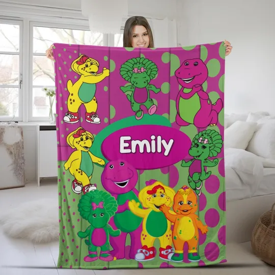 Discover Barney and Friends Custom Blanket/Barney the Dinosaur Blanket/Personalized