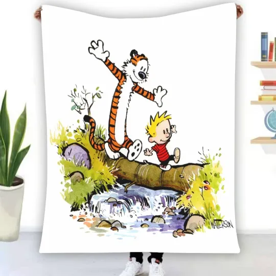 Discover Calvin & Hobbes Fleece Blanket, Gift for Kid