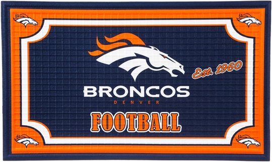Team Sports America Denver Broncos Embossed Doormat, Outdoor Mat for Football Fans