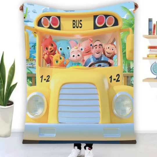 Discover Wheels On The Bus Fleece Blanket, Gift for Kid