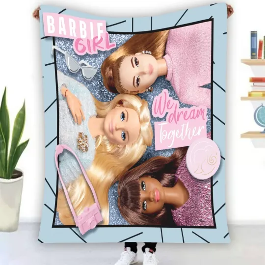 Barbie We Dream Together Fleece Blanket, Gift for Kid