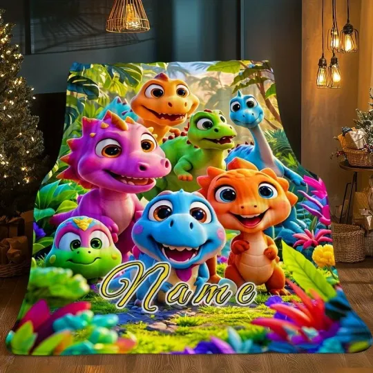 Discover Dinosaur Flannel Blanket Soft Gift For Dino Lovers Kids Adults Xmas Birthday