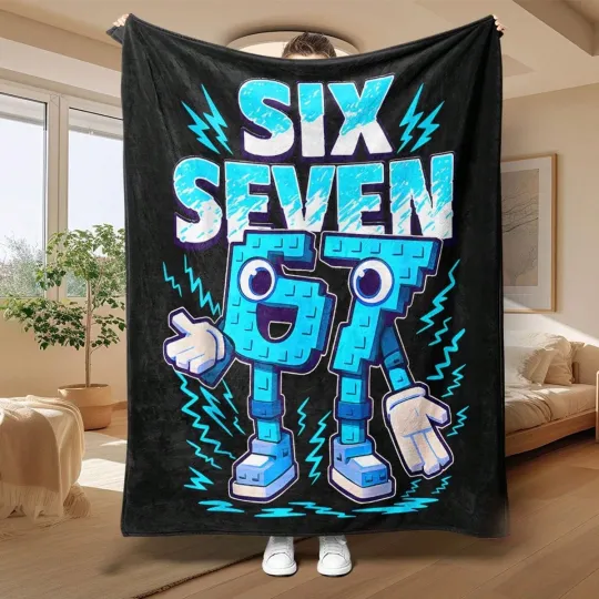 Six Seven Robot Fleece Blanket, Gift for Kid